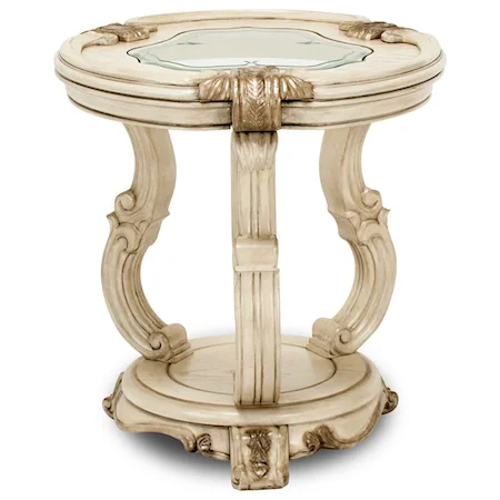 Traditional Chairside End Table with Glass Insert